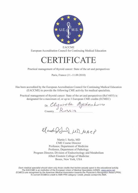 Сертификат Быченкова Е.В.